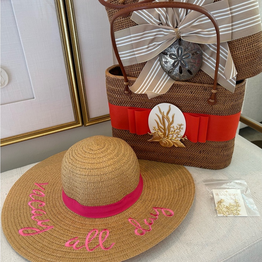 Straw Sun Hat with Pink Trim VACAY ALL DAY beach time
Vacation
Hat straw
Spring